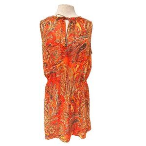 LRL Vibrant Orange Sleeveless Sundress With Paisley Print & Adjustable Straps -